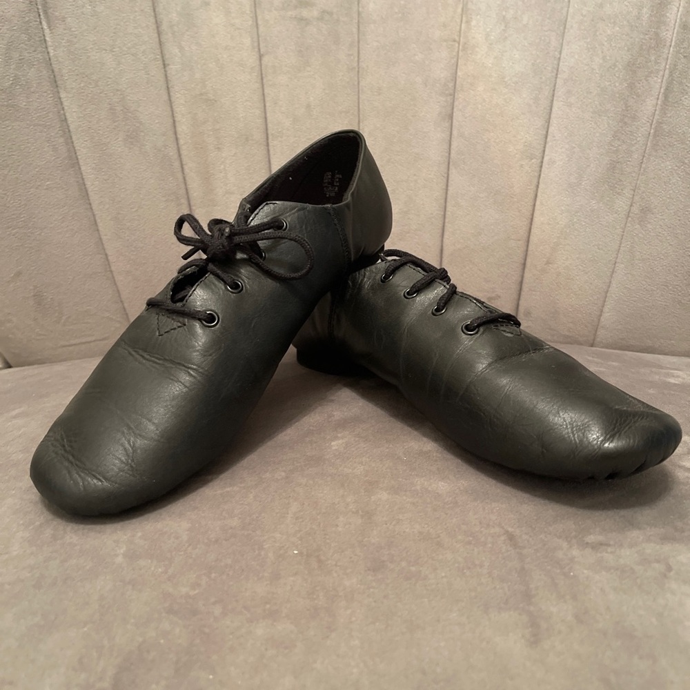 ✅American Ballet Theatre Spotlights Size 7 Jazz Shoes Black Leather Lace -Up